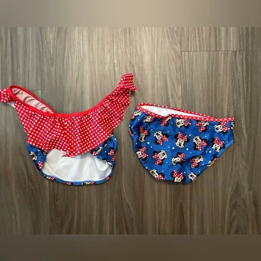 Disney Blue and Red Minnie Mouse Bikini two piece set size M